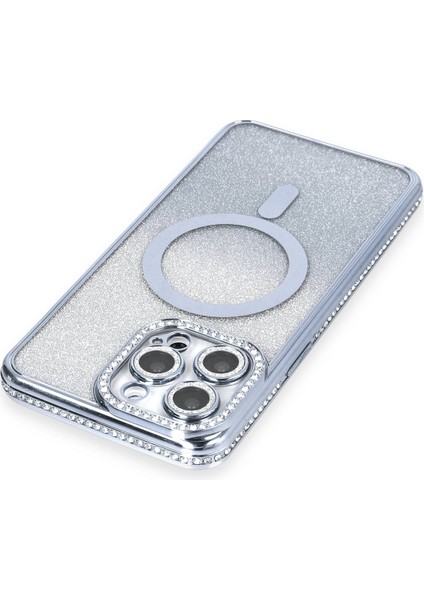 Apple iPhone 13 Pro Max Kılıf Joke Simli Magneticsafe Kılıf - Mavi modelleri