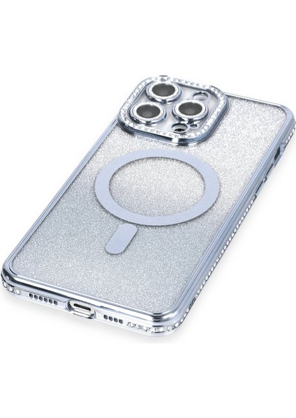 Apple iPhone 13 Pro Max Kılıf Joke Simli Magneticsafe Kılıf - Mavi fırsatları