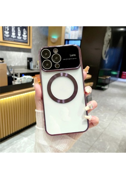 Apple iPhone 14 Pro Max Uyumlu Full Lens Magsafe Tam Kamera Korumalı Rosegold Kılıf