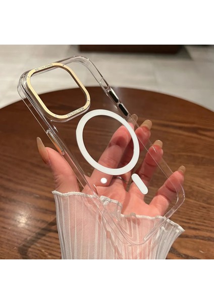 Apple iPhone 14 Pro Uyumlu Sert Parlak Magsafe Kılıf Mika Şeffaf