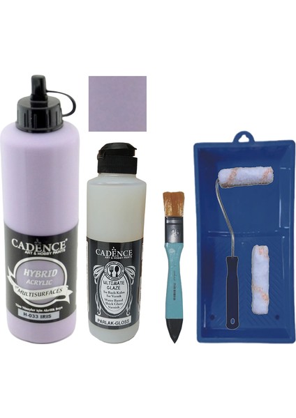 Mobilya Boyası - Multisurface H - 033 Irıs 500 ml Ultimate Vernik Parlak 250 ml Saten Rulo Set