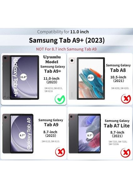 Samsung Galaxy Tab A9+ / Tab A9 Plus 11 Inç Tablet Uyumlu Silikon Kılıf Yumuşak Darbeye Dayanıklı Koruyucu Kapak Anti-Parmak Izi SM-X210