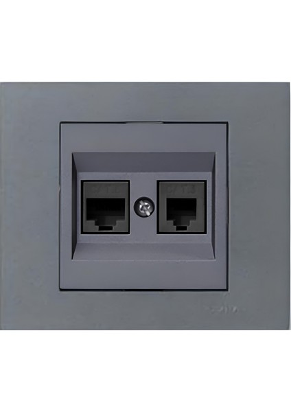 Grano Metalik Cat6 RJ45 Cat3 RJ11 Ikili Data Prizi Füme + Füme Çerçeve