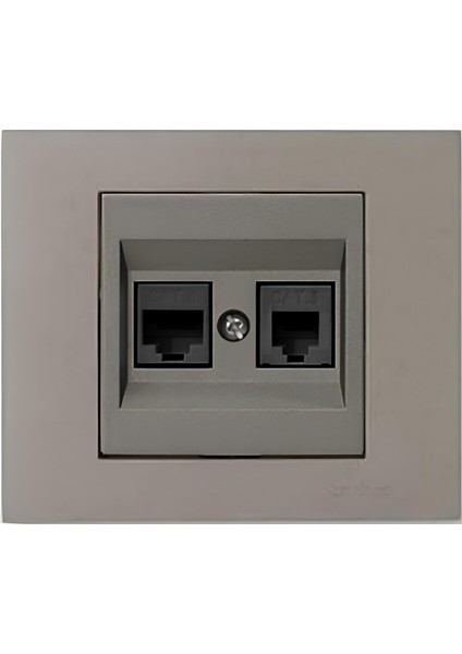 Grano Metalik Cat6 RJ45 Cat3 RJ11 Ikili Data Prizi Antrasit + Antrasit Çerçeve
