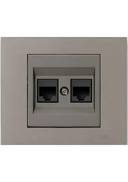 Grano Metalik Cat6 RJ45 Çift Jaklı Data Prizi Antrasit + Antrasit Çerçeve