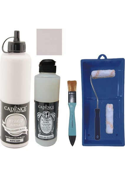 Mobilya Boyası - Multisurface H - 078 Vaha 500 ml Ultimate Vernik Parlak 250 ml Saten Rulo Set