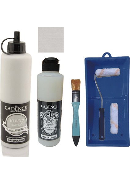 Mobilya Boyası - Multisurface H - 067 Doğal Hazır 500 ml Ultimate Vernik Parlak 250 ml Saten Rulo Set