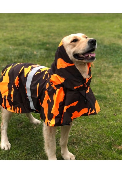 Turuncu Kamuflaj Panço Model Köpek Yağmurluğu