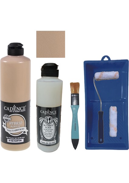 Mobilya Boyası - Multisurface H - 102 Karton 500 ml Ultimate Vernik Parlak 250 ml Saten Rulo Set