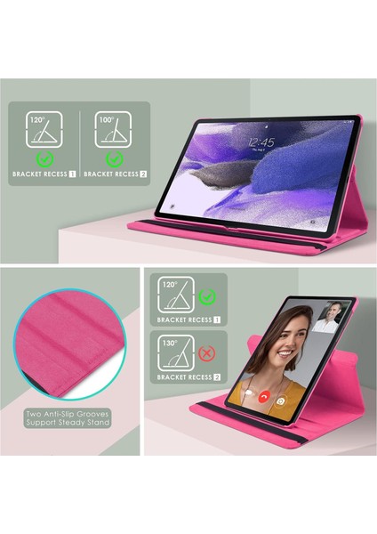 Samsung Galaxy Tab S7 Fe / S8 Plus / S7 Plus 5g Case 12.4 Inch Uyumlu 360° Dönebilen Standlı Pu Deri Kılıf