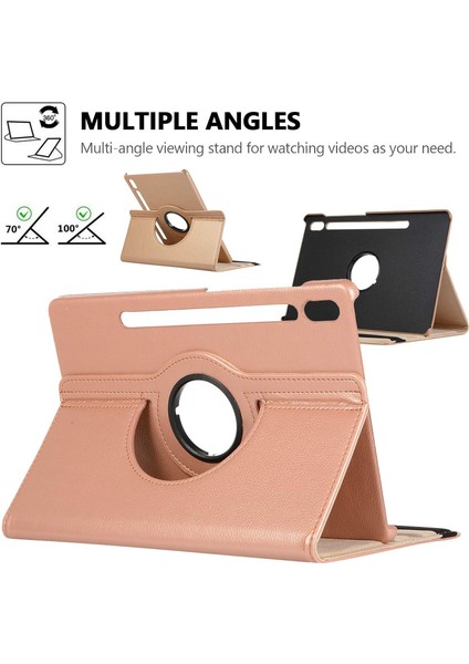 Samsung Galaxy Tab S7 Fe / S8 Plus / S7 Plus 5g Case 12.4 Inch Uyumlu 360° Dönebilen Standlı Pu Deri Kılıf