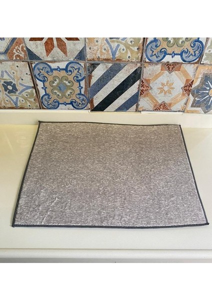 Mikrofiber Bulaşık Kurulama Matı Altlığı Gri Desen 40*50CM