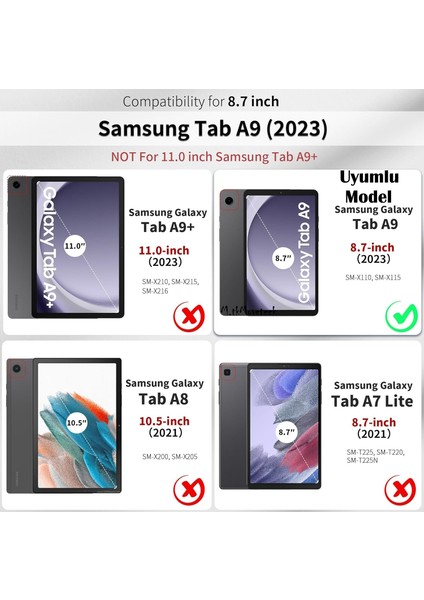 MTK Moveteck Samsung Galaxy Tab A9 8.7 Inç Tablet Kılıfı Anti Shock Kenarlı Darbe Önler Silikon Şeffaf Köşe Korumalı SM-X110