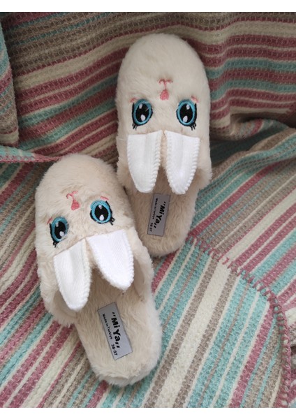 Peluş Tavşan Figürlü Ev Terliği Kadın Ev Terliği Tüylü Terlik Eva Taban fırsatları