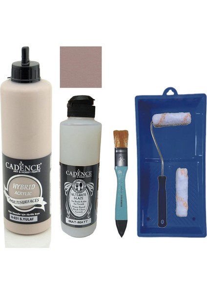 Mobilya Boyası - Multisurface H - 021 S Yulaf 500 ml + Ultimate Vernik Mat 250 ml + Saten Rulo Set