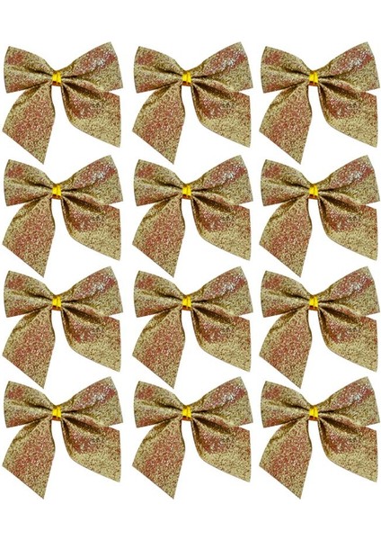 Yılbaşı Çam Ağacı Süsü 12 Adet Gold Simli Fiyonk fiyatları