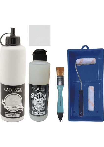 Mobilya Boyası - Multisurface H - 068 Buhar 500 ml + Ultimate Vernik Mat 250 ml + Saten Rulo Set