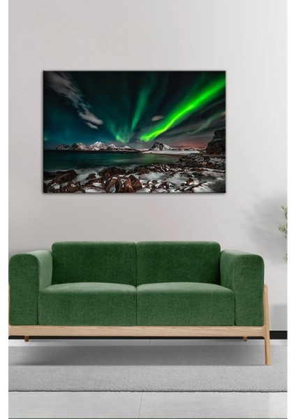 Dijital Baskılı Modern Doğa-Manzara Temalı Kuzey Yıldızları Ahşap Kanvas Tablo AR030441 modelleri