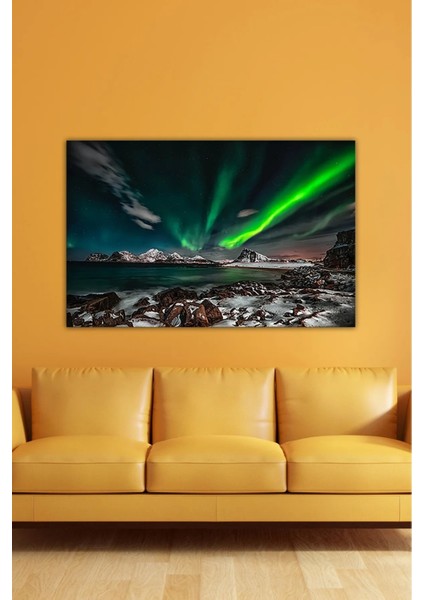 Dijital Baskılı Modern Doğa-Manzara Temalı Kuzey Yıldızları Ahşap Kanvas Tablo AR030441 fırsatları