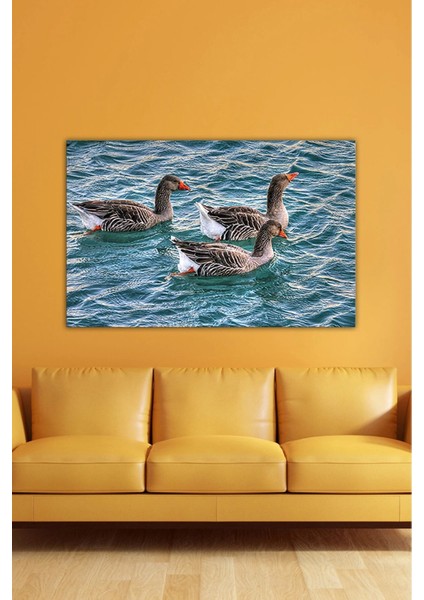 Dijital Baskılı Salon Oturma Odası Mutfak Hayvan Motifli Ördek Desenli Kanvas Tablo AR030424 modelleri