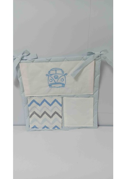 Beşik Düzenleyici Cepli Organizer Mavi Araba Nakışlı fiyatları