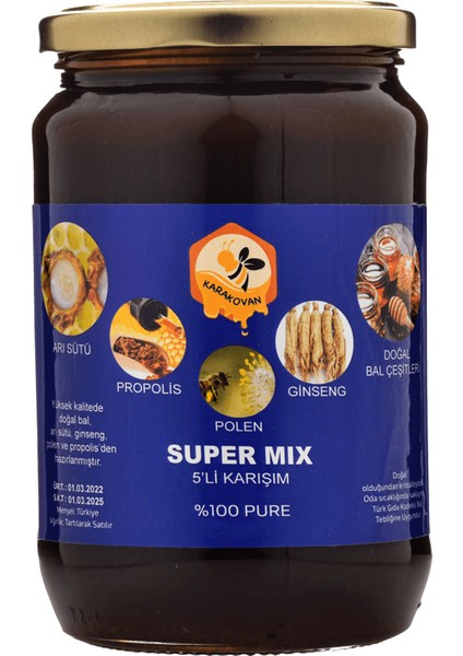 Bal, Polen, Propolis, Arı Sütü ve Ginseng Süper Mix ( 1000 gr )