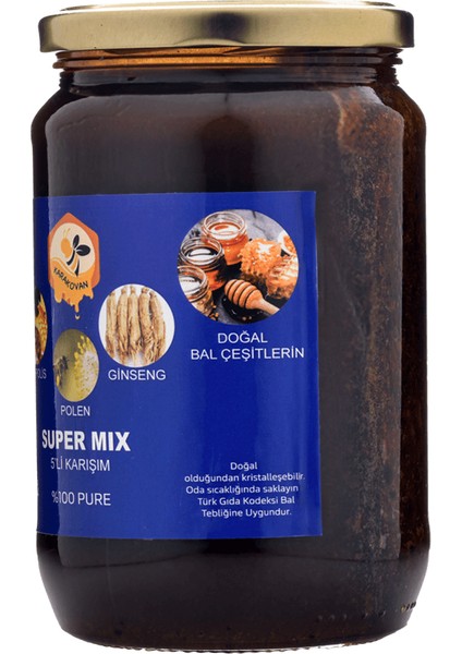 Bal, Polen, Propolis, Arı Sütü ve Ginseng Süper Mix ( 1000 gr )