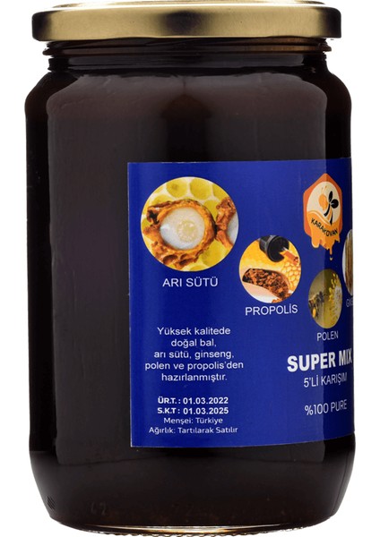 Bal, Polen, Propolis, Arı Sütü ve Ginseng Süper Mix ( 1000 gr )