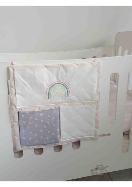 Beşik Düzenleyici Cepli Organizer Pudra Gökkuşağı Nakışlı