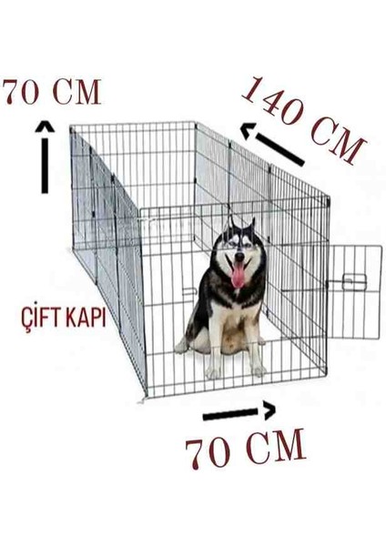 Köpek Kafesi Çift Kapılı Büyük Boy 140 x 70 x 70 cm Egitim Yasam ve Oyun Alani