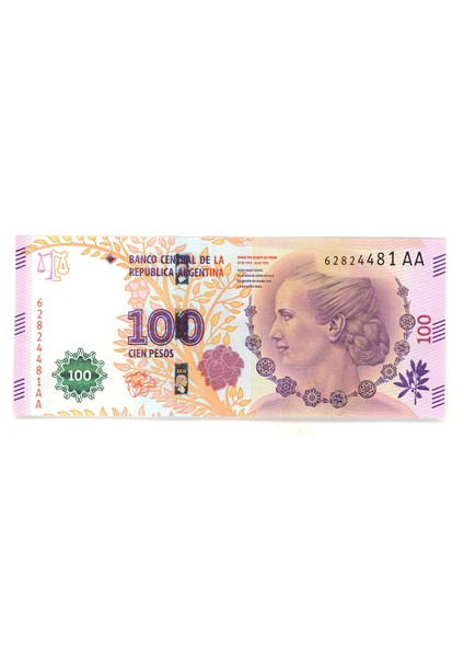 Arjantın 100 Pesos Evita Peron Çil Banknot