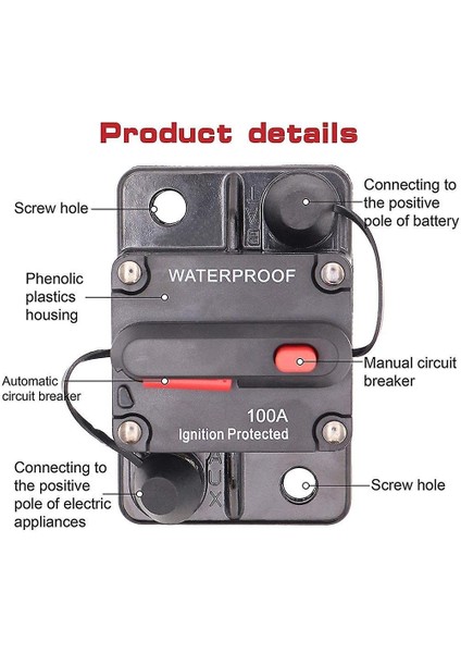 Akü Irgat Sigortası Otomatik Devre Kesici Şalter Anahtar 200A
