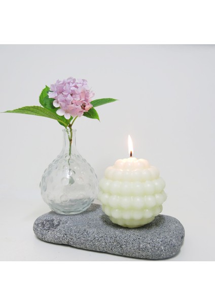 Büyük Ekru Bubble Top Mum(11 cm)