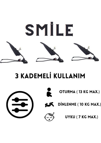 Smile Cotton Sallanır Üç Kademeli Ana Kucağı ( Oyuncak Aparatı ve Seyahat Çantası )