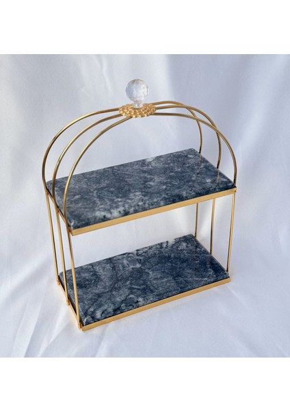 Bem Design İki Katlı Füme Doğal Mermer Banyo, Kozmetik, Takı Düzenleyici, Söz, Nişan Organizer, Sunumluk fırsatları