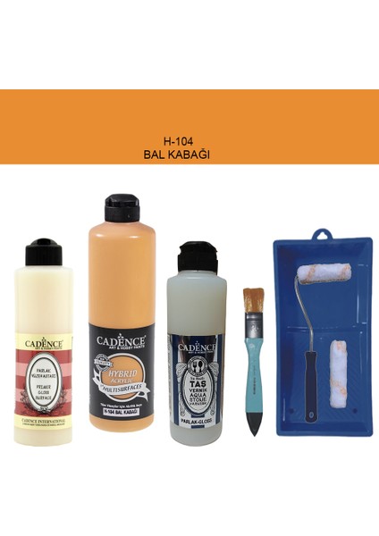Banyo Mutfak - Multi H - 104 Bal Kabağı 500 ml Parlak Yüzey Astarı 250 ml Taş Vernik 250 ml Saten Rulo Set