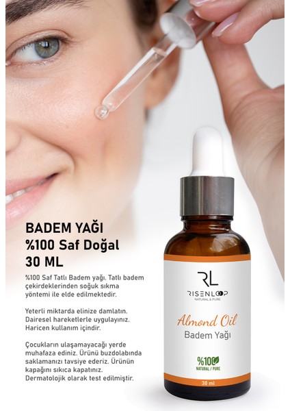 Risen Loop Risenloop Badem(Tatlı) Yağı Soğuk Sıkım %100 Saf Doğal Seyreltilmemiş 30 ml