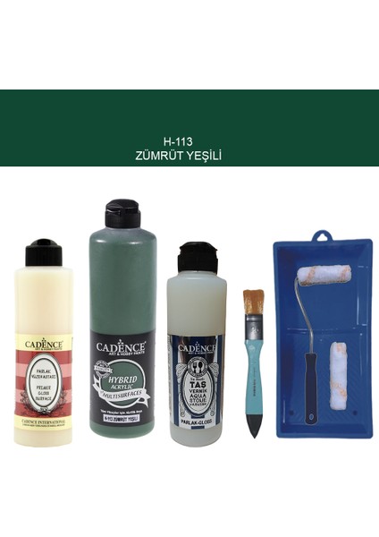 Banyo Mutfak - Multi H - 013 Amber 500 ml Parlak Yüzey Astarı 250 ml Taş Vernik 250 ml Saten Rulo Set