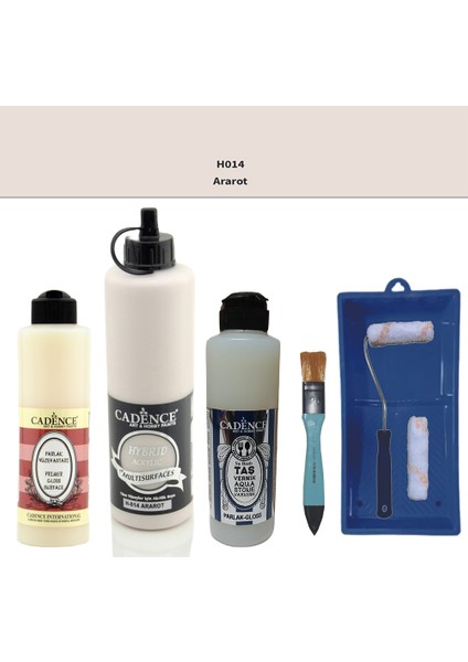 Banyo Mutfak - Multi H - 014 Ararot 500 ml Parlak Yüzey Astarı 250 ml Taş Vernik 250 ml Saten Rulo Set