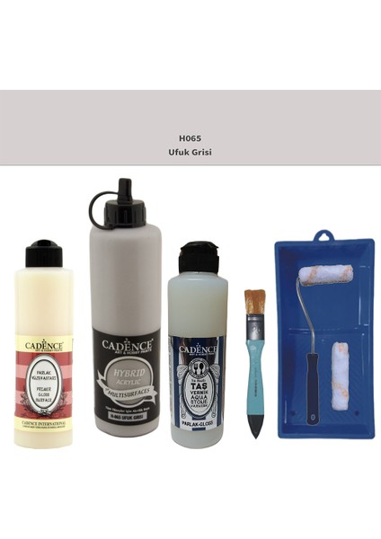 Banyo Mutfak - Multi H - 065 Ufuk gr isi 500 ml Parlak Yüzey Astarı 250 ml Taş Vernik 250 ml Saten Rulo Set