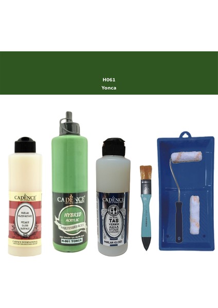 Banyo Mutfak - Multi H - 061 Yonca 500 ml Parlak Yüzey Astarı 250 ml Taş Vernik 250 ml Saten Rulo Set