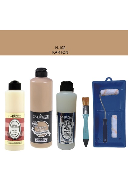 Banyo Mutfak - Multi H - 102 Karton 500 ml Parlak Yüzey Astarı 250 ml Taş Vernik 250 ml Saten Rulo Set
