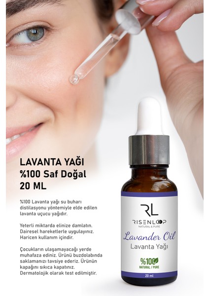 RL Kozmetik RisenLoop  Lavanta Yağı %100 Saf Doğal Seyreltilmemiş Lavanta Uçucu Yağ  20 ml