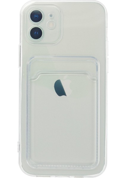 iPhone 12 Kılıf Şeffaf Kartlıklı Silikon Kılıf Kapak- Şeffaf fiyatları