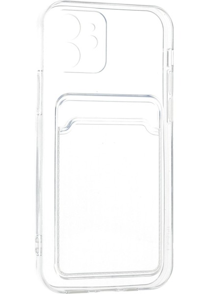 iPhone 12 Kılıf Şeffaf Kartlıklı Silikon Kılıf Kapak- Şeffaf fırsatları