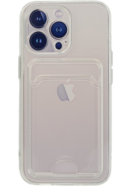 iPhone 13 Pro Max Kılıf Şeffaf Kartlıklı Silikon Kılıf Kapak- Şeffaf