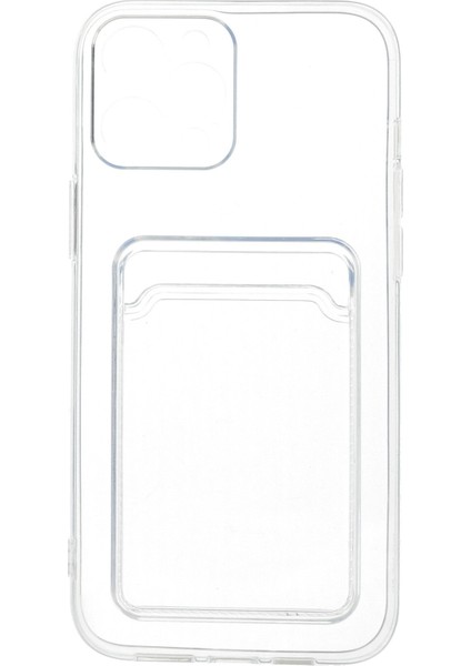 iPhone 12 Pro Max Kılıf Şeffaf Kartlıklı Silikon Kılıf Kapak- Şeffaf