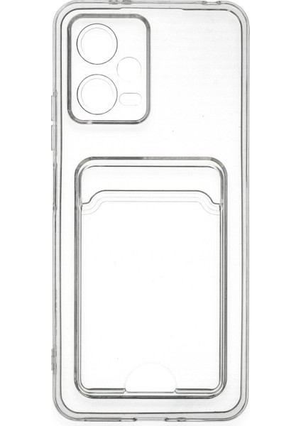 Xiaomi Poco X5 5g Kılıf Şeffaf Kartlıklı Silikon Kılıf Kapak- Şeffaf