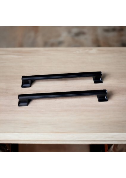 Piramit Siyah Çekmece Mutfak Dolap Kulpu 128Mm 6 Adet
