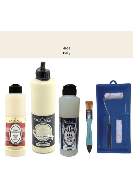 Banyo Mutfak - Multi H - 005 Taffy 500 ml Parlak Yüzey Ast 250 ml Taş Vernik Mat 250 ml Saten Rulo Set